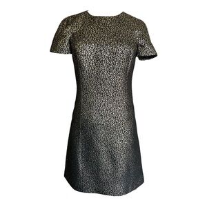 Michael Kors Collection Leopard Print Black Gold Mini Dress Size 2